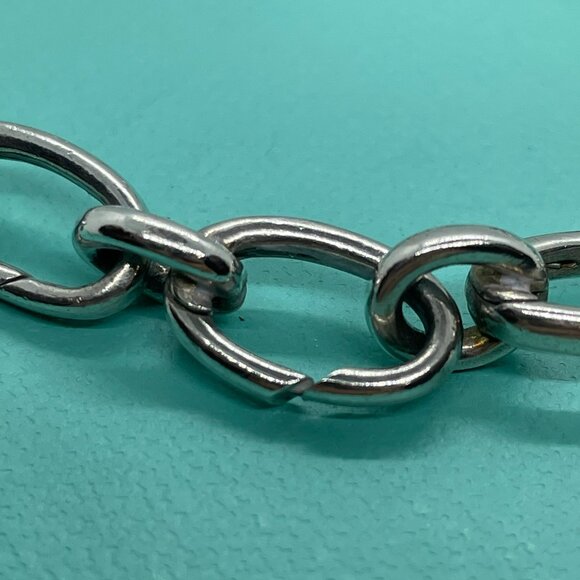 Authentic Tiffany & Co. Clasping Oval Link Chain Bracelet Silver 7.75" - Picture 12 of 12